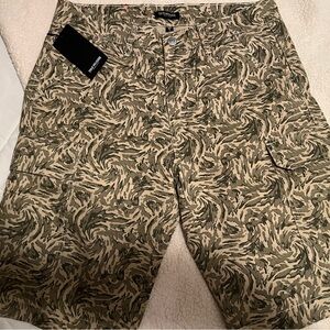 True Religion Men's Swirl Camo Cargo Shorts - Olive & Tan